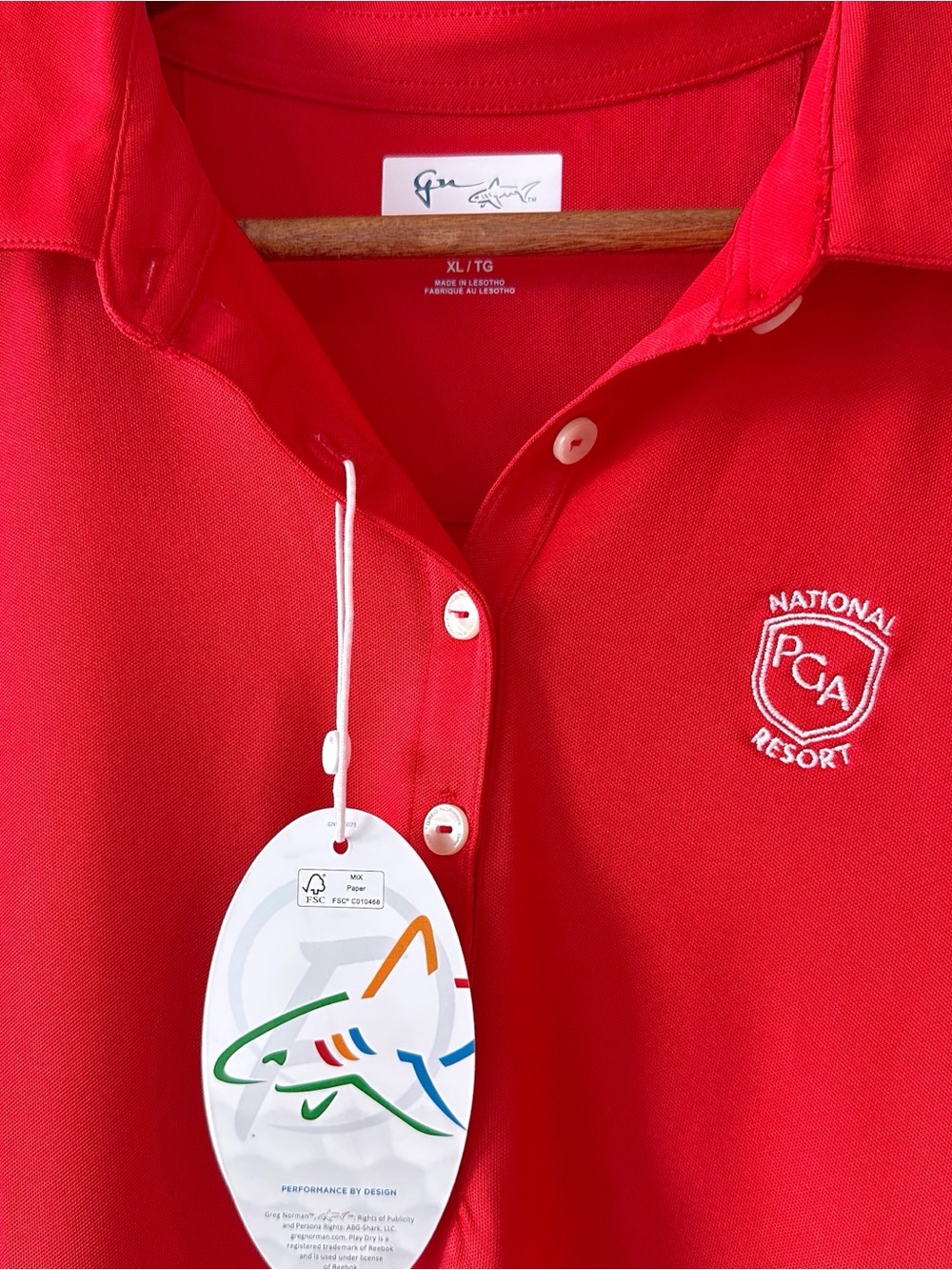 Greg Norman Women’s Golf Polo Red PlayDry PGA National Resort
